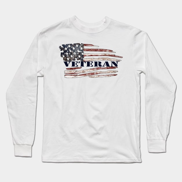 Veteran with American Flag Long Sleeve T-Shirt by MonarchGraphics